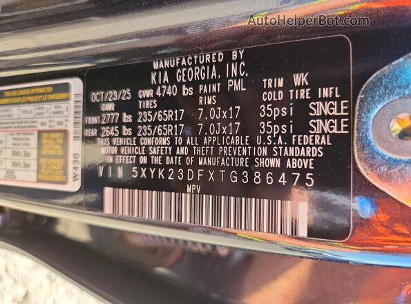 5XYK23DFXTG386475 2026 KIA SPORTAGE Black 360 interior view