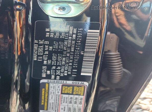 5XYK2CDF4TG429076 2026 KIA SPORTAGE Black Widok naklejki z numerem VIN