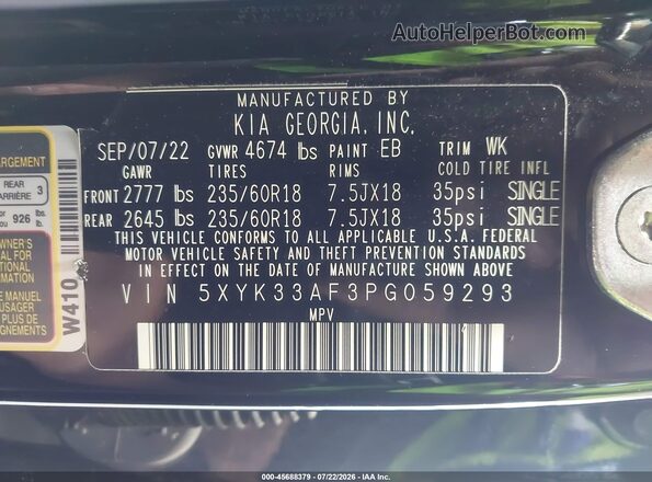 5XYK33AF3PG059293 2023 KIA SPORTAGE Black Widok komory silnika