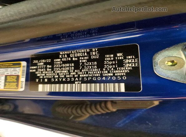5XYK33AF5PG047050 2023 KIA SPORTAGE Blue Widok wnętrza 360 stopni