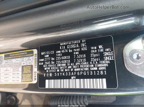 5XYK33AF6PG131281 2023 KIA SPORTAGE Gray Widok komory silnika