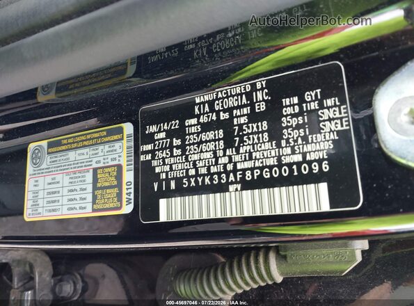 5XYK33AF8PG001096 2023 KIA SPORTAGE Black Вид підкапотного простору