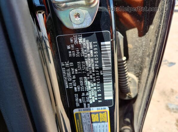 5XYK33AF9PG058911 2023 KIA SPORTAGE Black VIN sticker view