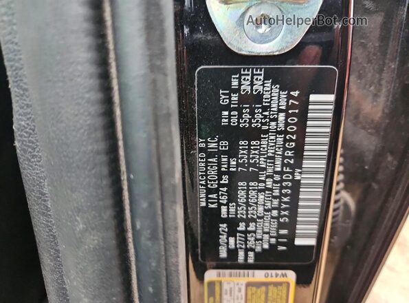 5XYK33DF2RG200174 2024 KIA SPORTAGE Black VIN კოდის სტიკერის ხედი