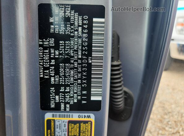 5XYK33DF2SG286480 2025 KIA SPORTAGE Silver Widok naklejki z numerem VIN
