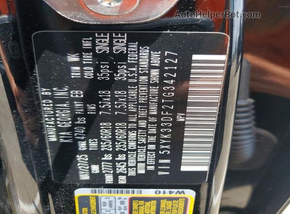 5XYK33DF2TG342127 2026 KIA SPORTAGE Black Vista de la etiqueta del VIN
