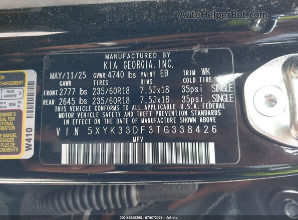 5XYK33DF3TG338426 2026 KIA SPORTAGE Black Engine compartment view