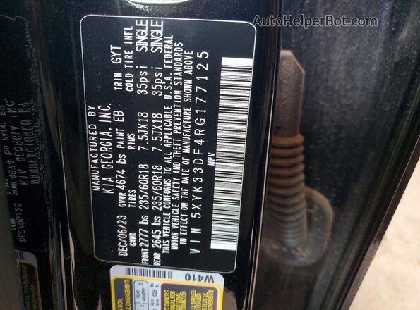 5XYK33DF4RG177125 2024 KIA SPORTAGE Black VIN კოდის სტიკერის ხედი