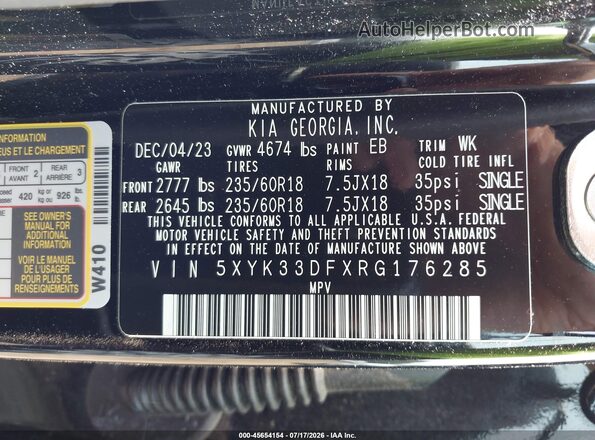 5XYK33DFXRG176285 2024 KIA SPORTAGE Black Vista del compartimento del motor