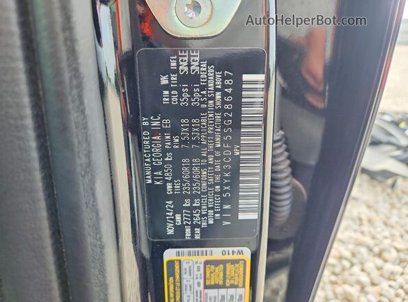 5XYK3CDF5SG286487 2025 KIA SPORTAGE Черный Вид наклейки с VIN-кодом