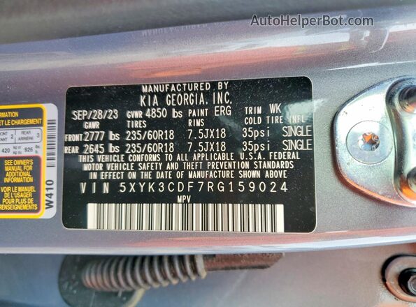 5XYK3CDF7RG159024 2024 KIA SPORTAGE Gray Widok wnętrza 360 stopni
