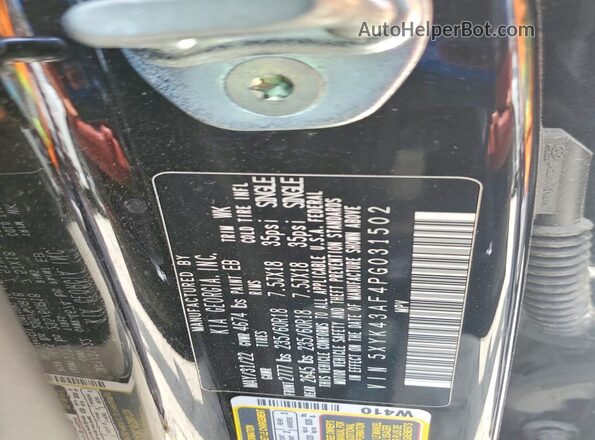 5XYK43AF4PG031502 2023 KIA SPORTAGE Black VIN կոդի պիտակի տեսք