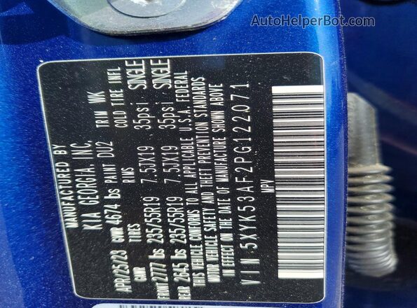 5XYK53AF2PG122071 2023 KIA SPORTAGE Blue Vista interior de 360 grados