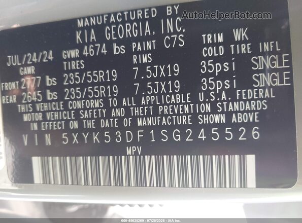 5XYK53DF1SG245526 2025 KIA SPORTAGE Gray Շարժիչի բաժամունքի տեսք