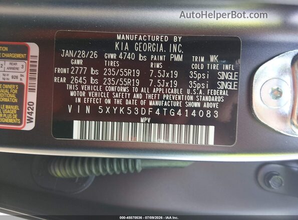 5XYK53DF4TG414083 2026 KIA SPORTAGE Black Widok komory silnika