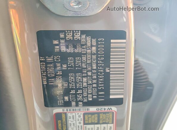 5XYK6CAF3PG100013 2023 KIA SPORTAGE Серый Панорамный вид салона 360°