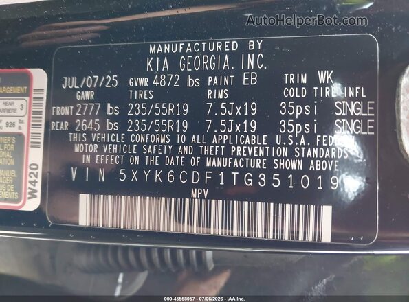 5XYK6CDF1TG351019 2026 KIA SPORTAGE Black Вид підкапотного простору
