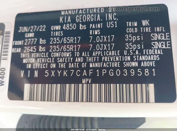 5XYK7CAF1PG039581 2023 KIA SPORTAGE White Widok komory silnika
