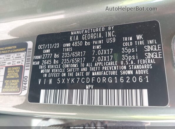 5XYK7CDF0RG162061 2024 KIA SPORTAGE Green Engine compartment view