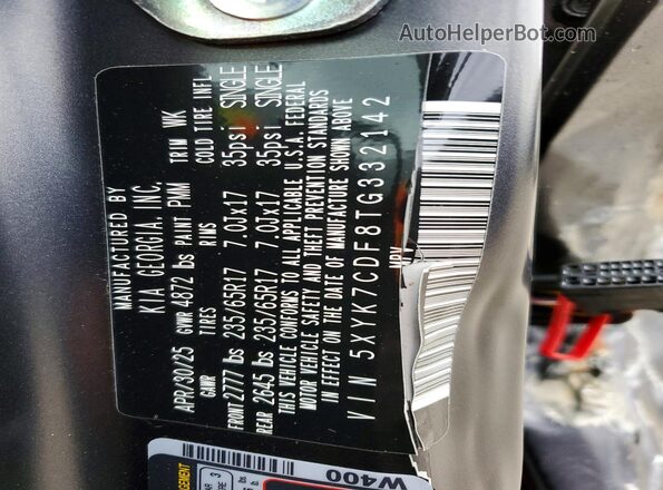 5XYK7CDF8TG332142 2026 KIA SPORTAGE Gray Вид наклейки з VIN-кодом