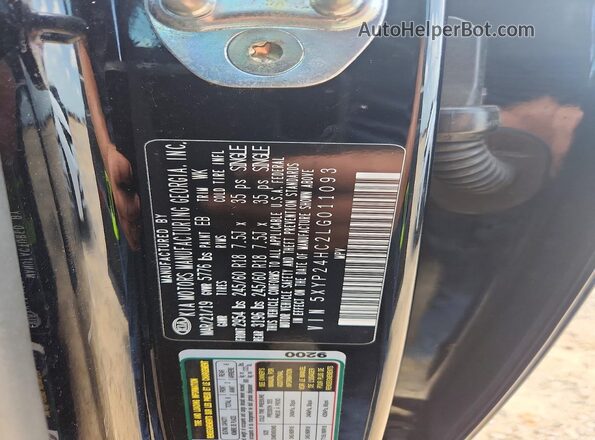 5XYP24HC2LG011093 2020 KIA TELLURIDE Black VIN կոդի պիտակի տեսք