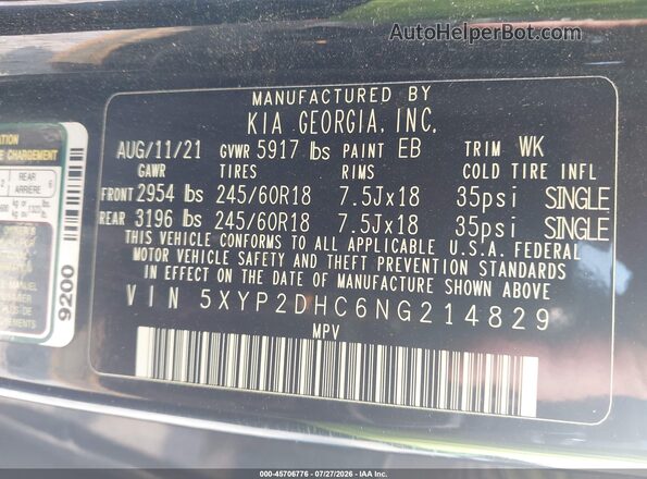5XYP2DHC6NG214829 2022 KIA TELLURIDE Black Շարժիչի բաժամունքի տեսք