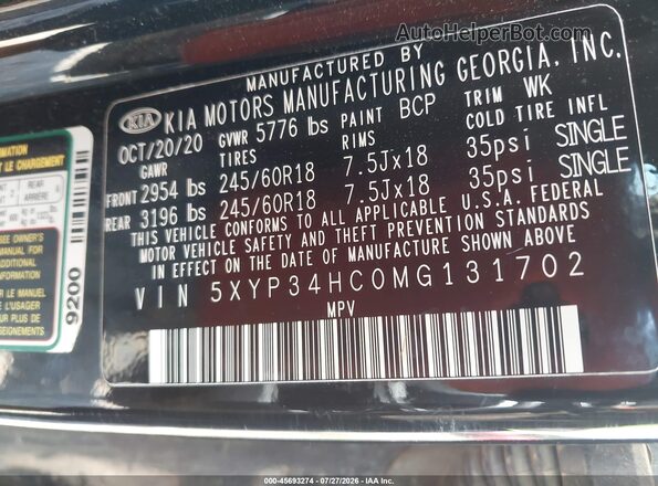 5XYP34HC0MG131702 2021 KIA TELLURIDE Black Engine compartment view