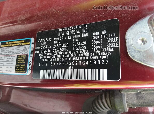 5XYP3DGC2RG419827 2024 KIA TELLURIDE Red Вид підкапотного простору