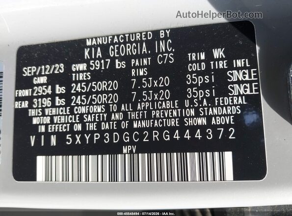 5XYP3DGC2RG444372 2024 KIA TELLURIDE Gray Vista del compartimento del motor