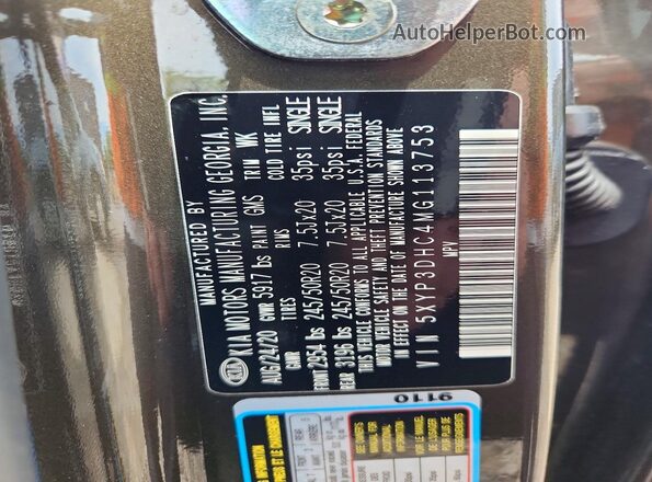 5XYP3DHC4MG113753 2021 KIA TELLURIDE Коричневый Вид подкапотного пространства