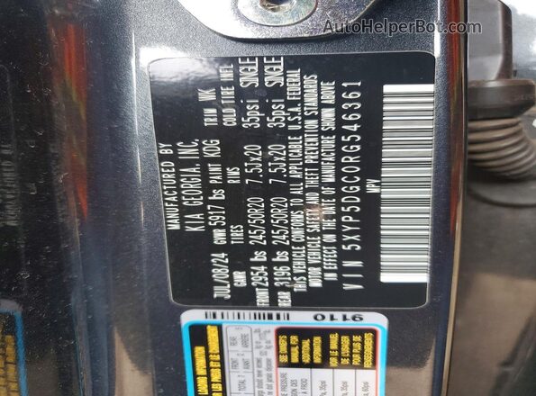 5XYP5DGC0RG546361 2024 KIA TELLURIDE Charcoal Widok wnętrza 360 stopni