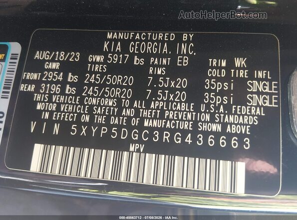 5XYP5DGC3RG436663 2024 KIA TELLURIDE Black Widok komory silnika