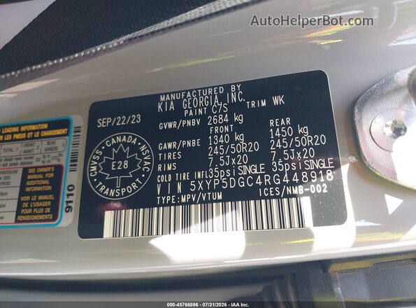 5XYP5DGC4RG448918 2024 KIA TELLURIDE Gray ძრავის განყოფილების ხედი