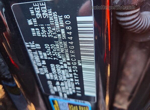 5XYP5DGCXRG444808 2024 KIA TELLURIDE Black VIN sticker view