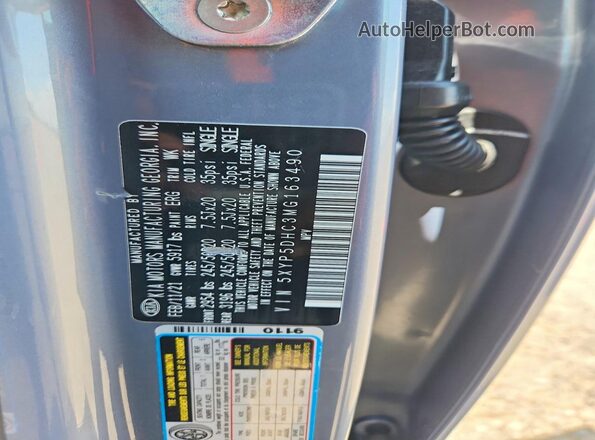 5XYP5DHC3MG163490 2021 KIA TELLURIDE Gray VIN sticker view