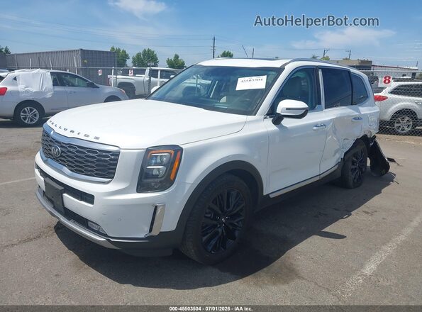 5XYP5DHC9MG112057 2021 KIA TELLURIDE White წინა მარცხენა ხედი სამი მეოთხედიდან