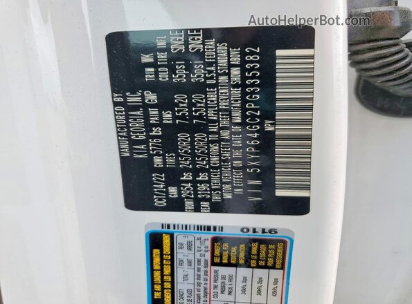 5XYP64GC2PG335382 2023 KIA TELLURIDE White VIN sticker view