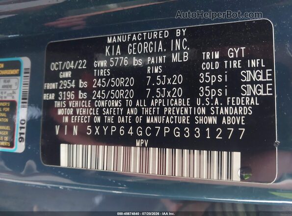 5XYP64GC7PG331277 2023 KIA TELLURIDE Blue Вид підкапотного простору