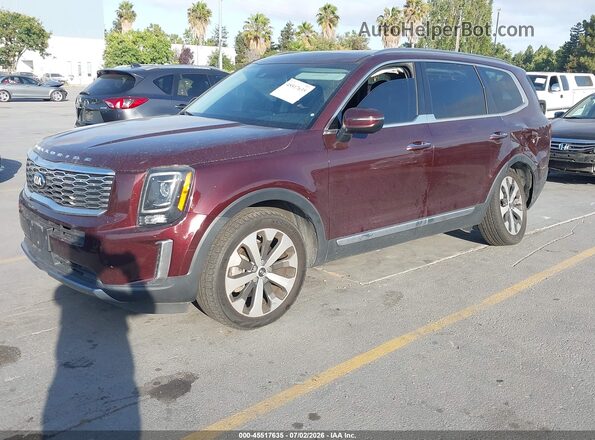 5XYP64HC2LG095324 2020 KIA TELLURIDE Burgundy Vista tres cuartos delantera izquierda