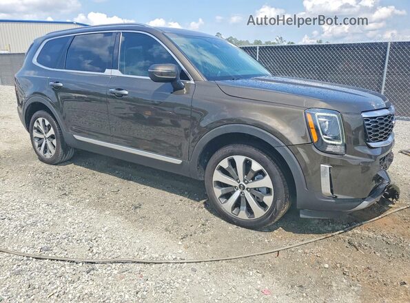 5XYP64HC3MG099142 2021 KIA TELLURIDE Коричневый Передняя правая четверть