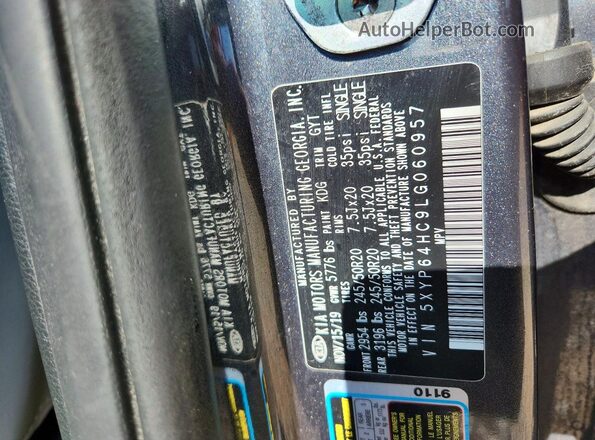 5XYP64HC9LG060957 2020 KIA TELLURIDE Gray VIN sticker view