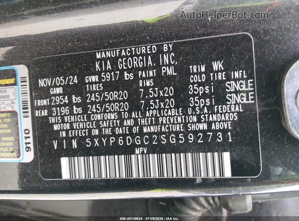 5XYP6DGC2SG592731 2025 KIA TELLURIDE Black ძრავის განყოფილების ხედი