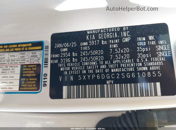 5XYP6DGC2SG610855 2025 KIA TELLURIDE White Engine compartment view