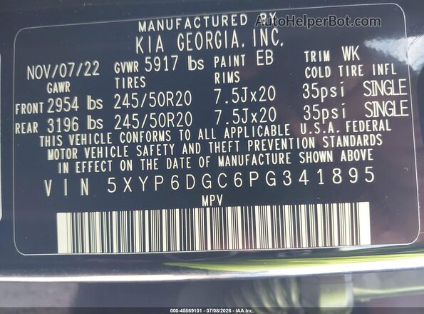 5XYP6DGC6PG341895 2023 KIA TELLURIDE Black Widok komory silnika