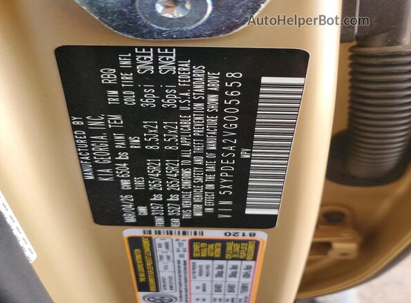 5XYPDESA2VG005658 2027 KIA TELLURIDE Gold Vista del compartimento del motor