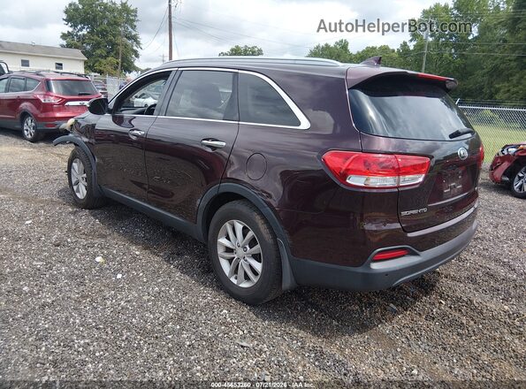 5XYPG4A39GG009553 2016 KIA SORENTO Бордовый Задняя левая четверть