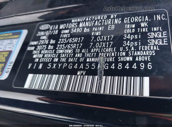 5XYPG4A55KG484496 2019 KIA SORENTO Black Շարժիչի բաժամունքի տեսք