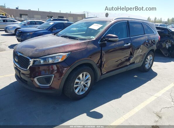 5XYPGDA31GG056091 2016 KIA SORENTO Burgundy წინა მარცხენა ხედი სამი მეოთხედიდან