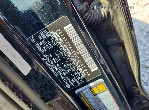 5XYPGDA38HG314124 2017 KIA SORENTO Black VIN կոդի պիտակի տեսք