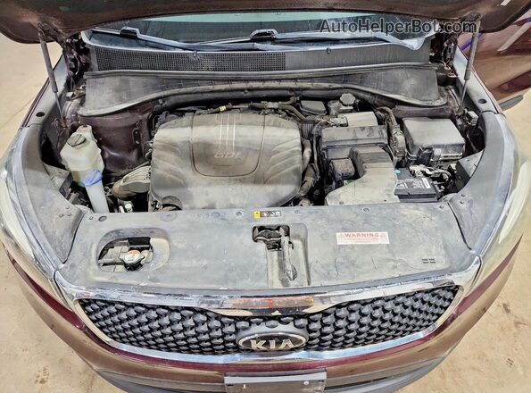 5XYPGDA52GG127462 2016 KIA SORENTO Burgundy Vista del compartimento del motor